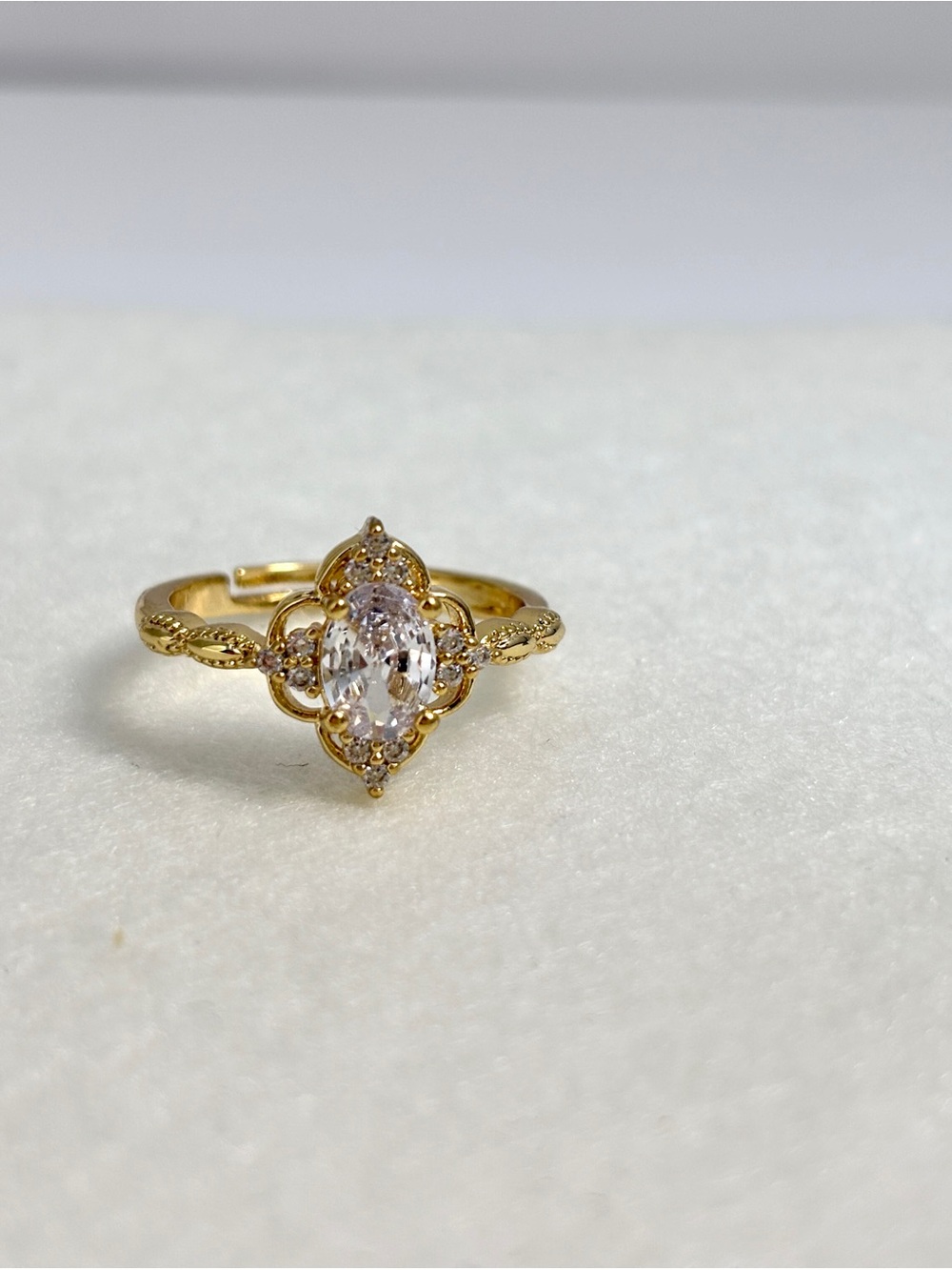 Gold Marquise CZ Statement Ring - Unbranded